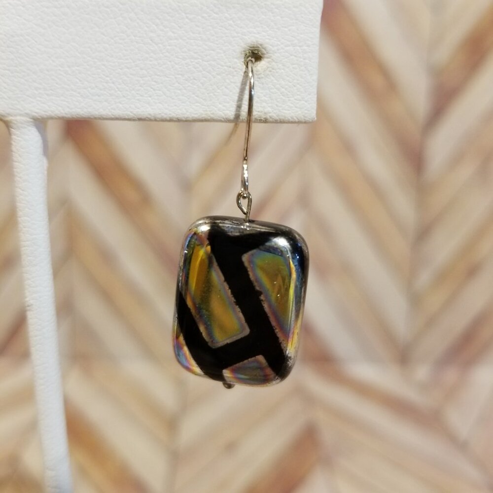 Rectangular Mirrored Earrings - Picture 2 of 3